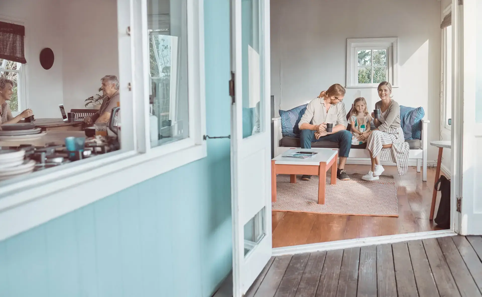 Family relaxing together in their living room